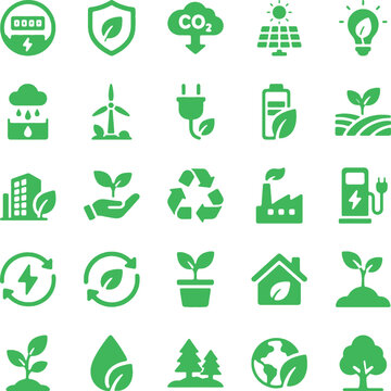 Renewable Energy and Sustainability Icons Collection