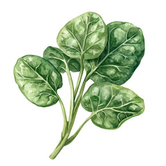 Fototapeta premium Malabar Spinach, watercolor vector illustration, high-resolution professional artwork isolated on a pure white background