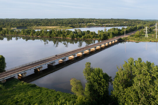 Cedar Rapids Iown, USA Railway Bridge Over Cedar River