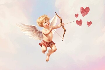 Naklejka premium Vintage cupid in the sky remix
