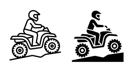 ATV Rider Icons, All-Terrain Vehicle Vector Graphics, Off-Road Quad Biking Symbols, Outdoor Adventure Sport Illustrations © Shuvo