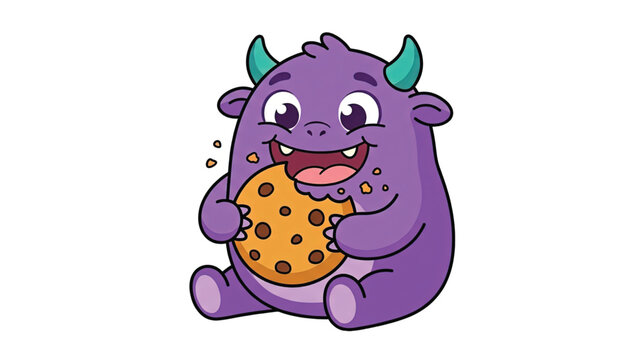 Purple monster holding a cookie.
