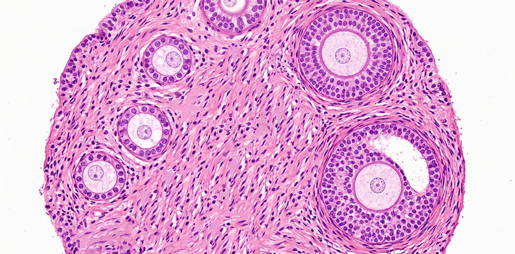Ovary Histological Section under Light Microscope - Follicle Development Stages