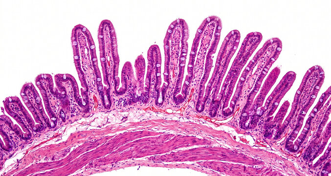 Small Intestine Villi under Light Microscope - Histological Section