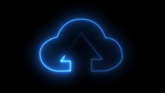 Cloud space and technology, data backup, file repository, upload database. data backup icon with arrows, looped animation. Cloud space technology, data backup .