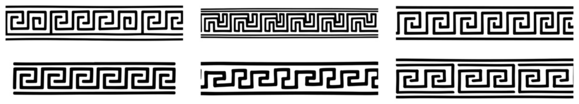 Greek key meander border patterns in classical geometric style