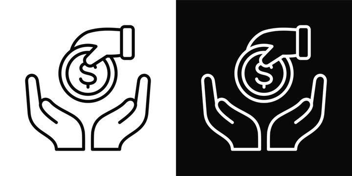Salary Payment Icon sheet with black and white background style collection