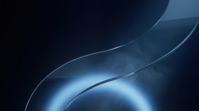 Blue Ribbon Curve Background Glowing Abstract Futuristic Tech Light Flow Design