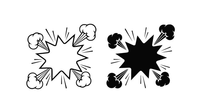 Vector illustration of comic book explosion speech bubble set, vector illustration on a transparent background