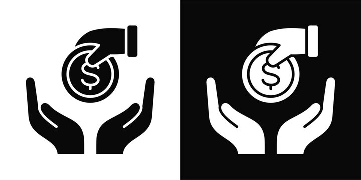 Salary Payment Icon sheet with black and white background style collection