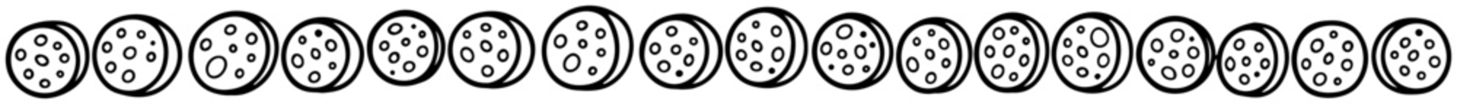 Sausage slices forming a continuous horizontal border line doodle style