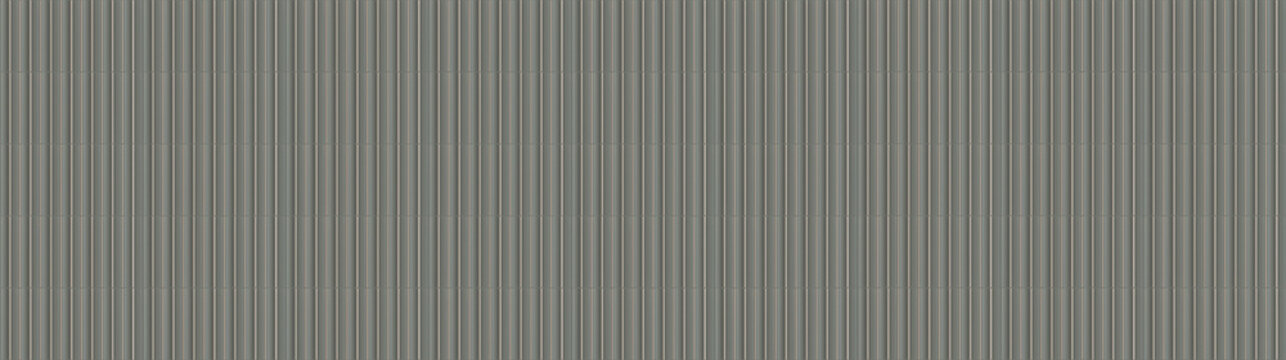 Seamless ribbed texture of gray vertical finger tiles with glossy glaze finish for interior walls