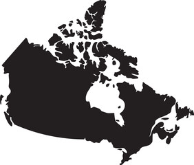 Black silhouette map of Canada simple outline vector illustration for national identity and travel concepts isolated on white © Faizan