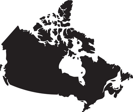 Black silhouette map of Canada simple outline vector illustration for national identity and travel concepts isolated on white