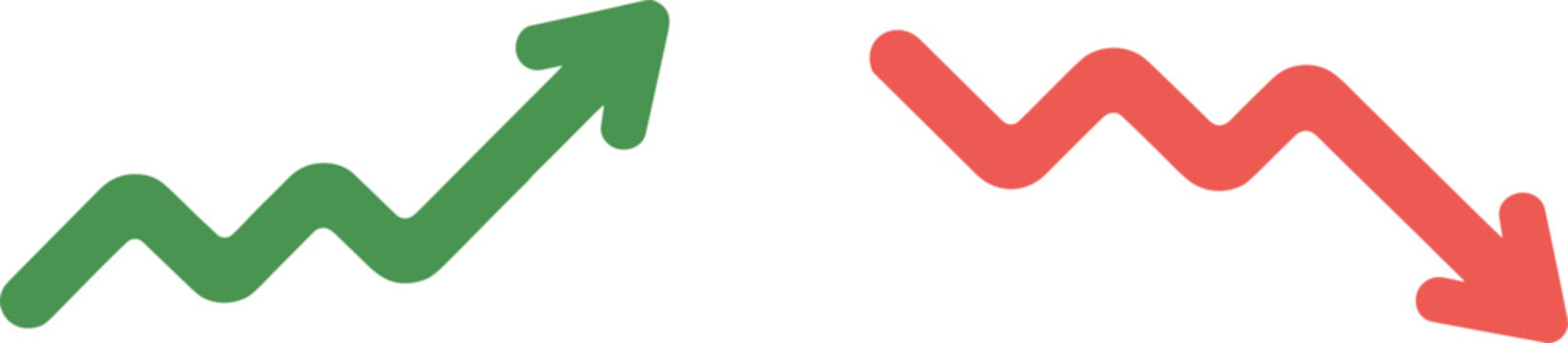 Green upward trending graph and red downward trending graph Keywords: graph, chart, up, down, trend, increase, decrease, growth