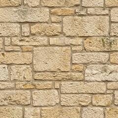 Obraz premium Seamless old weathered beige stone wall texture. Natural rustic rock pattern for backgrounds, architecture, construction, and vintage design projects.