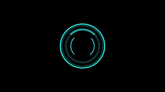 green circle digital tech cyberspace loader with rotation loop speed animation on black background.4k video