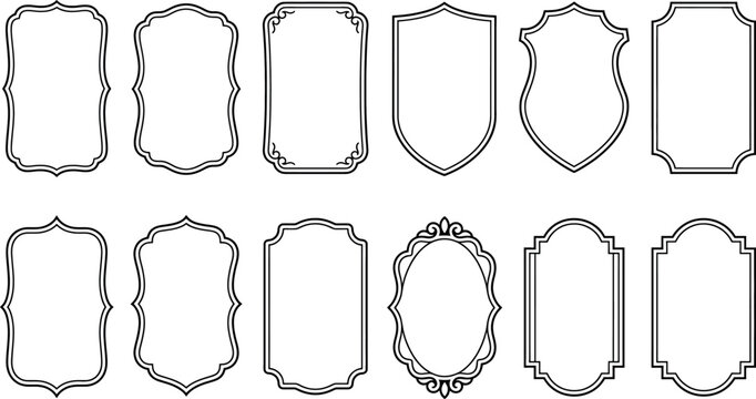 Set of vintage decorative frames and labels, vector illustration