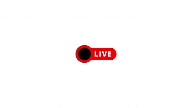 Live Button icon animation with transparent background in 4k, Perfect for shows and social media Live streaming icon animation on transparent background with alpha channel.