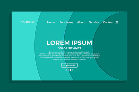 Teal website header with sample text.