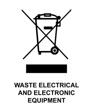 WEEE Trash Bin Black Icon Sign