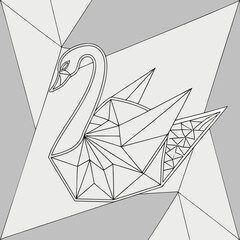 Obraz premium Geometric stylized swan outline illustration in a modern origami polygonal style with geometric polygonal abstract
