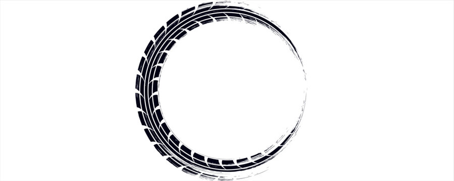 Vector illustration of winding car tire tread marks on a white background. Perfect for automotive design projects