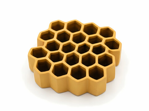 Yellow honeycomb structure with hexagonal cells