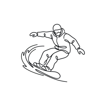 Snowboarder in action on mountain.
