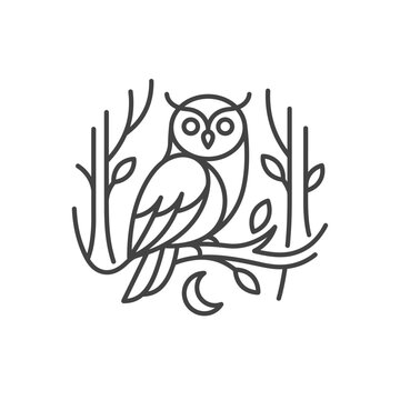 Owl sitting on a tree branch.