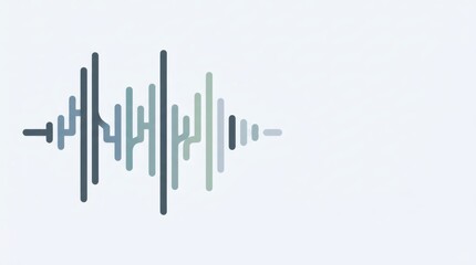 Obraz premium Abstract sound wave illustration with vertical bar lines on a light background. Digital audio signal waveform for music production, data analysis and communication technology concept.