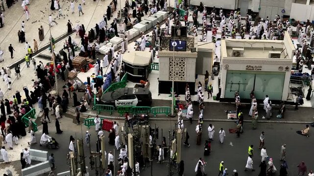 Makkah Sacred Islamic Pilgrimage Destination with Muslims Performing Tawaf Around Kaaba During Hajj and Umrah in Saudi Arabia Today