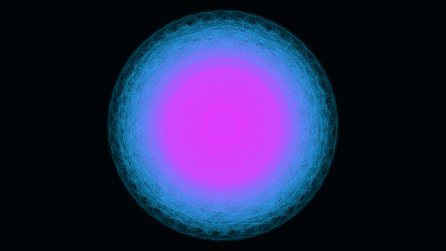 Abstract hypotrochoid spirograph phase space with glowing purple and blue geometric circle on dark background