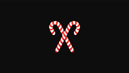 Two crossed candy canes with red and white stripes © Lonetiger