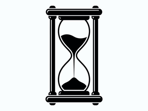 Hourglass Silhouette Against A White Background A Classic Time Measuring Device sandglass timeglass sand timer