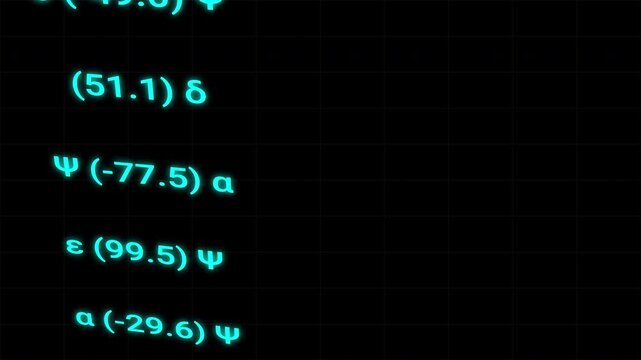 Scientific math - Quantum grid of glowing blue numbers on a dark background. Perfect for technology or science related designs requiring a futuristic touch. Transparent background.