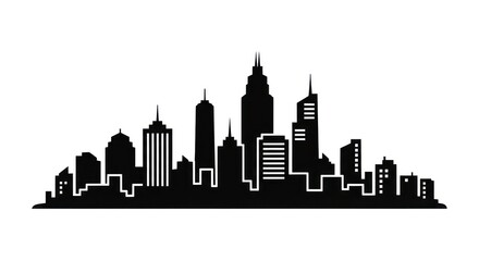 Fototapeta premium City skyline silhouette urban landscape.