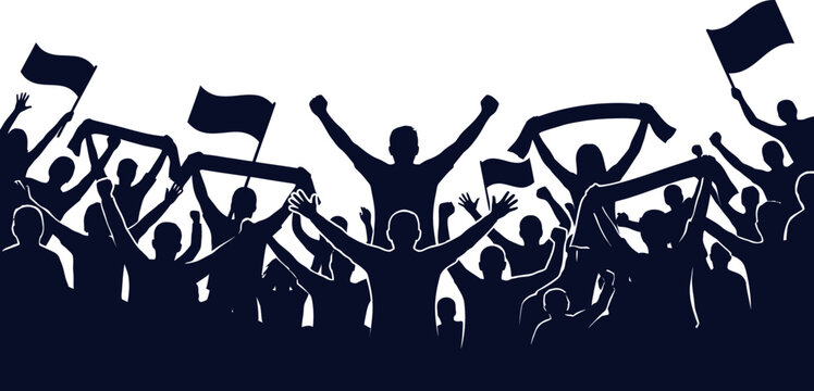 Fifa world cup fans celebrating victory with flags and cheer