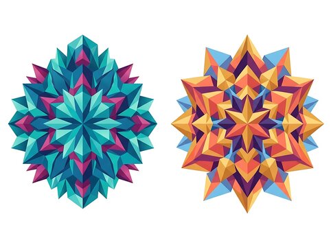 Colorful geometric abstract floral design pattern.