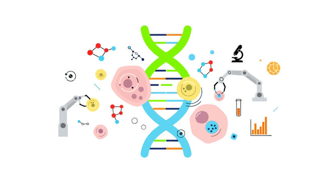 DNA Helix, Cells, Robotics, Science, Research, Laboratory, Technology