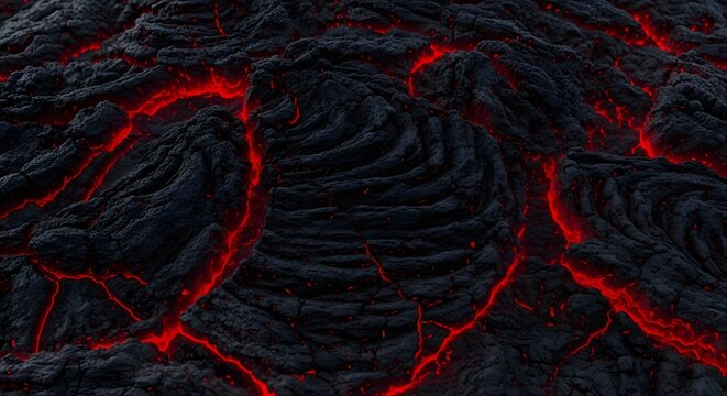 Hot lava texture background with cracks and fissures on volcanic rock