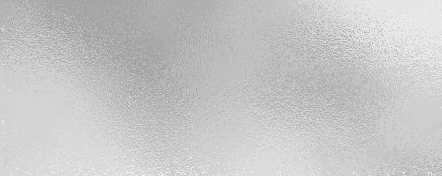 Shiny foil or silver metallic pattern. Texture of transparent, matte white and grey frosted glass, blur effect. Stained glass decorative background with glitter effect. Vector illustration