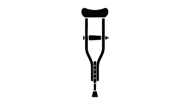 Vector illustration of black silhouette of an underarm crutch for medical support on a transparent background