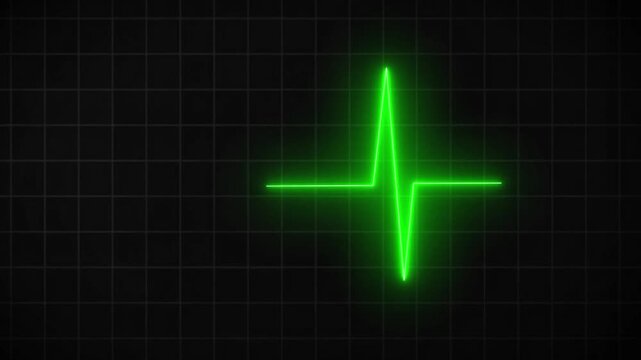 A green glowing flatline on a dark grid background representing a heart monitor or medical emergency signal