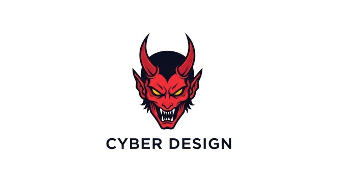 Cyber design devil logo concept art.
