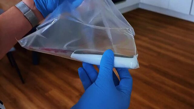 Detective Expert Examining Murder Weapon At Crime Scene