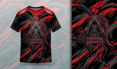 Shadow Harvest Esports Jersey Red Dark Reaper Mascot Vector Design © FahrezArt