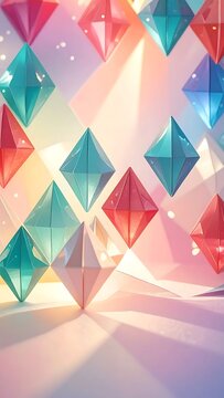 Colorful geometric paper confetti burst.