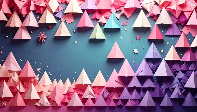 Colorful geometric paper Christmas decorations.