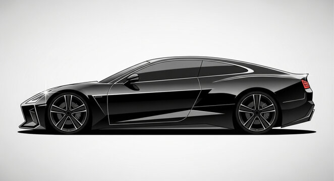 silver car isolated on black